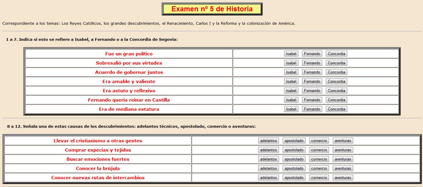 Examen de Historia (5) | Recurso educativo 37707
