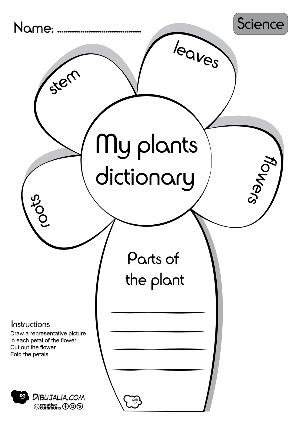 Ficha my plants dictionary - Dibujalia. Dibujos para colorear.  - Profes - Ciencias - Ficha my plants dictionary | Recurso educativo 89199