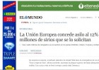 La Unión Europea concede asilo al 12% de los 1,8 millones de refugiados | Recurso educativo 738357