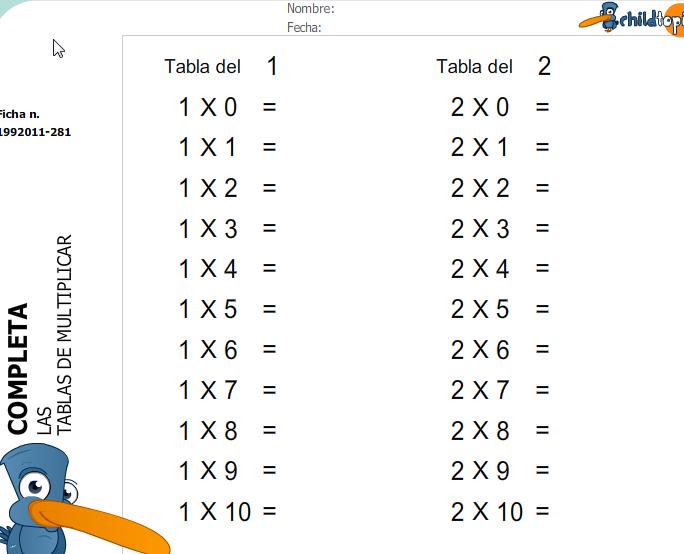 Ficha: las tablas | Recurso educativo 43961