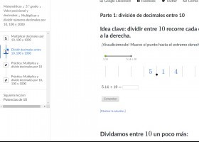 Dividir números decimales entre 10, 100 y 1000 | Recurso educativo 773173